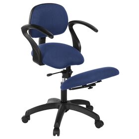 Chaise à base noire avec appui-genoux reglable, dossier et accoudoirs